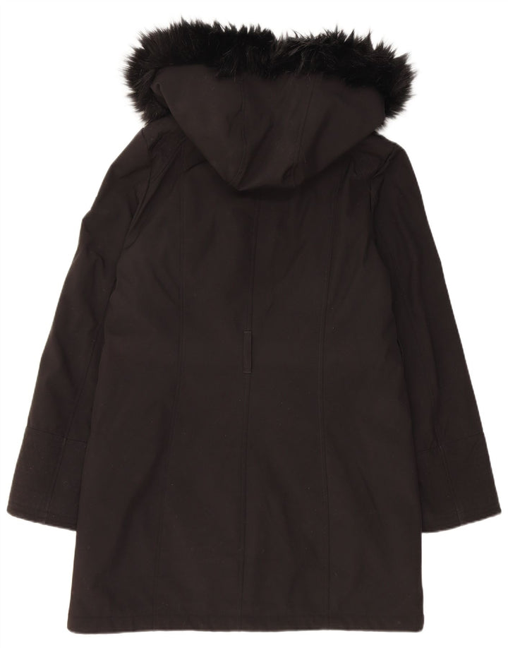 Dkny Parka con capucha para mujer UK 10 Small Poliéster negro