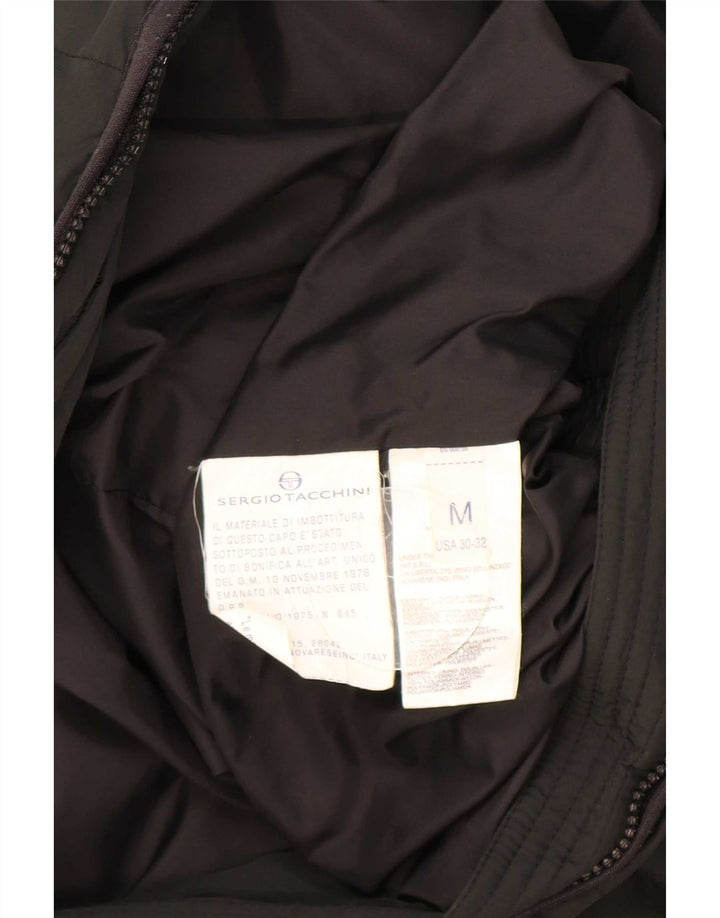 Sergio Tacchini Chaqueta acolchada con gráfico para hombre UK 38 Mediano Poliéster negro