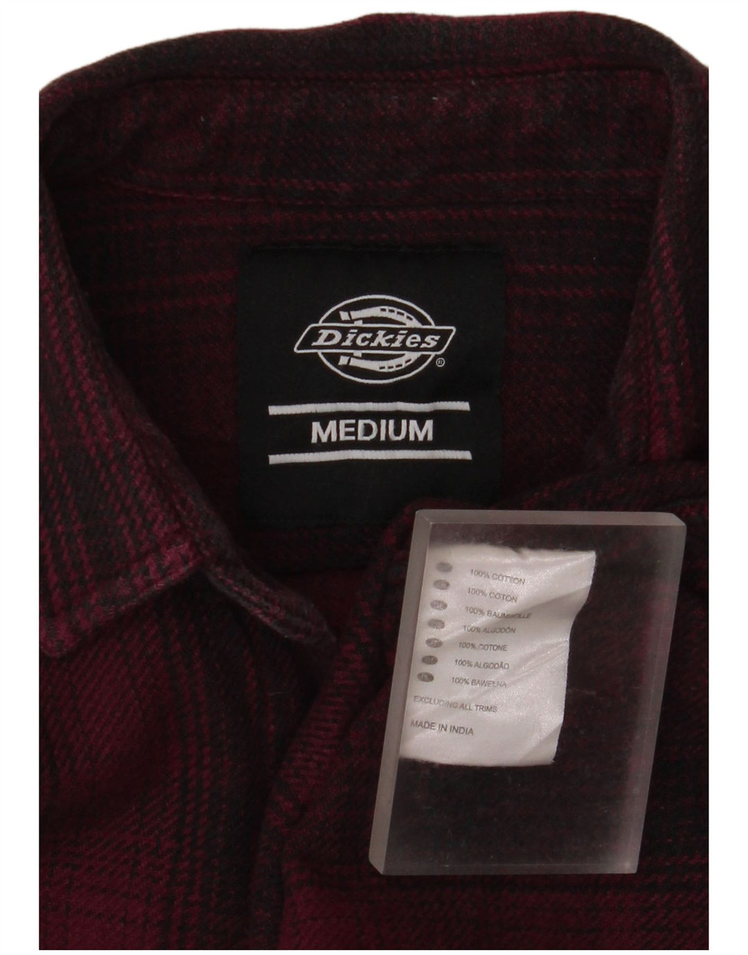 Dickies Camisa De Franela De Algodón A Cuadros Burdeos Medio Hombre