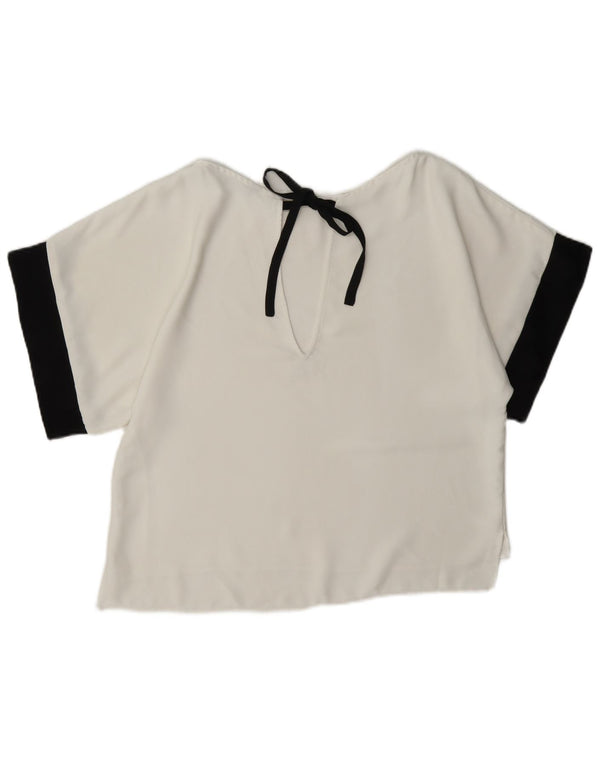 Zara Mujer Blusa Extragrande Top UK 6 XS Blanco Colorblock