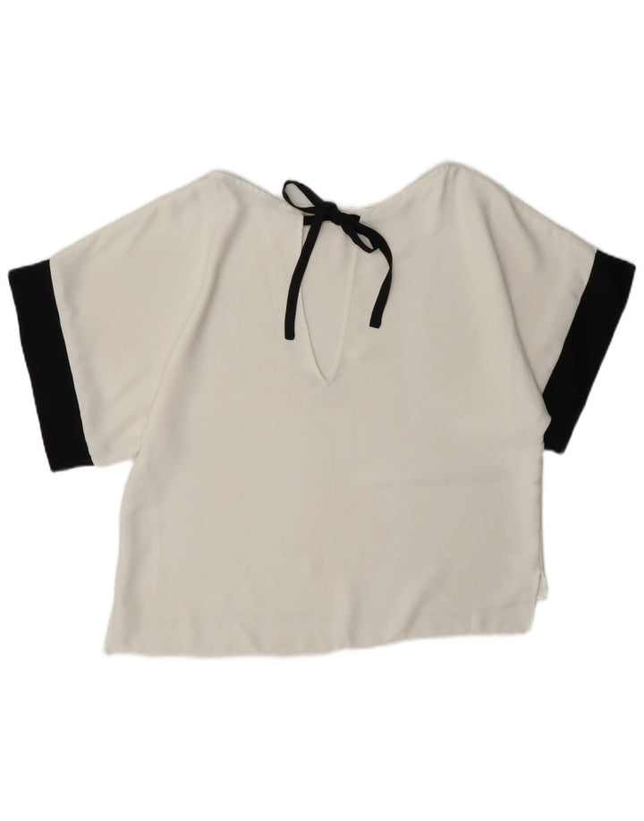 Zara Mujer Blusa Extragrande Top UK 6 XS Blanco Colorblock