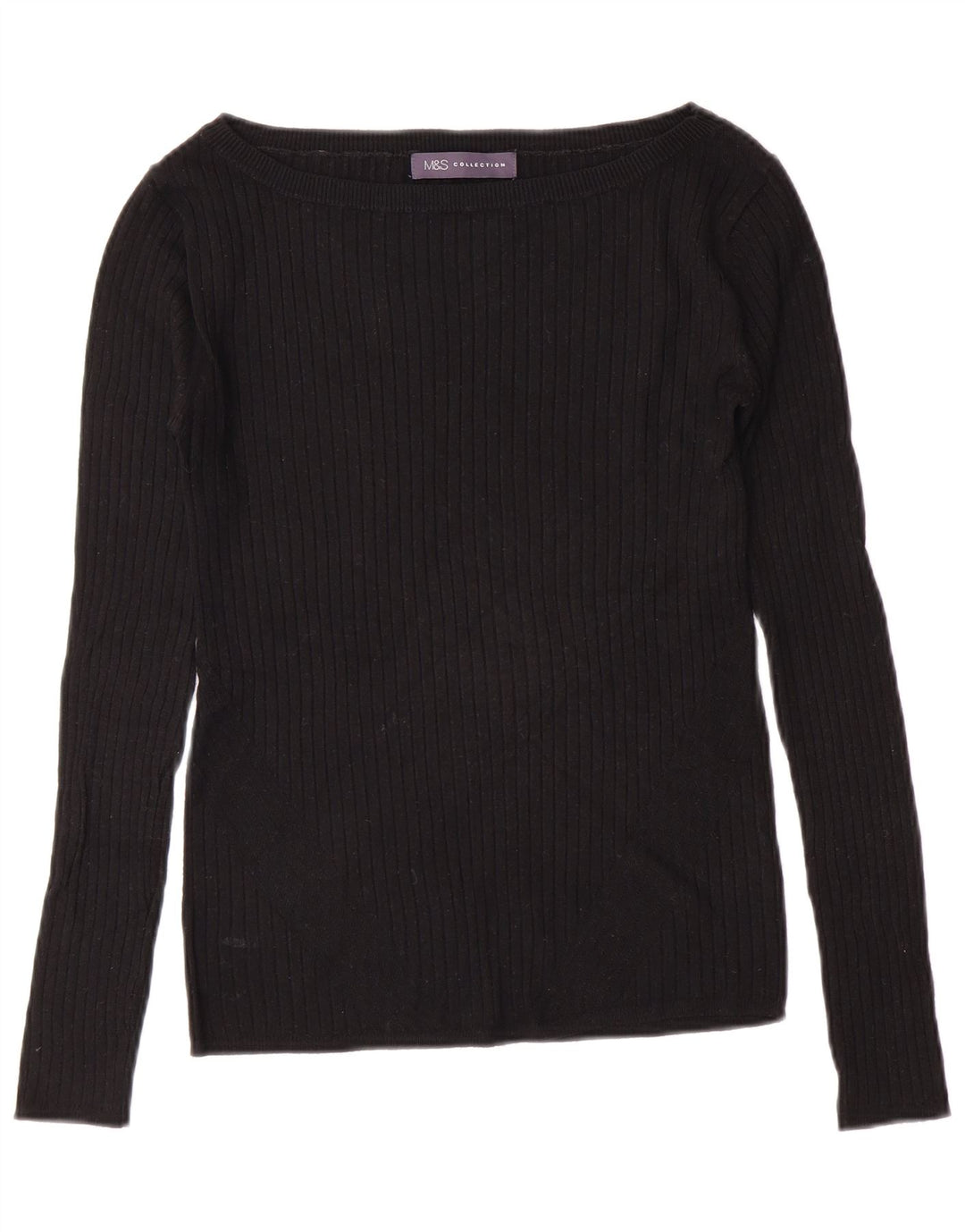 MARKS & SPENCER Suéter tipo jersey con cuello barco para mujer UK 6 XS Negro