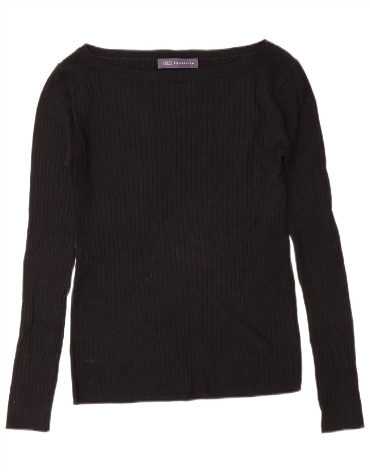 MARKS & SPENCER Suéter tipo jersey con cuello barco para mujer UK 6 XS Negro