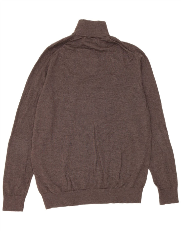 Marks & Spencer Suéter tipo jersey con cuello con cremallera y autógrafo para hombre, talla grande, marrón