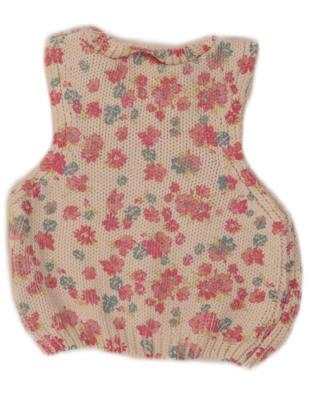 Zara Mujer Crop Vest Tank Top UK 40 Medio Blanco Floral Poliéster