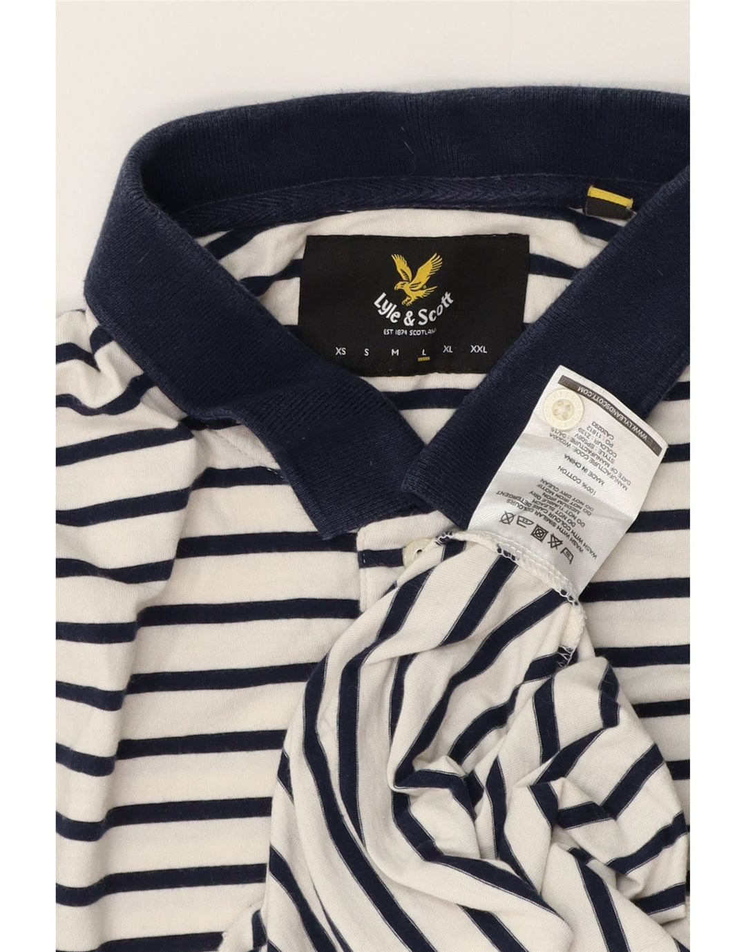 Lyle & Scott Polo para hombre de algodón a rayas blancas grandes