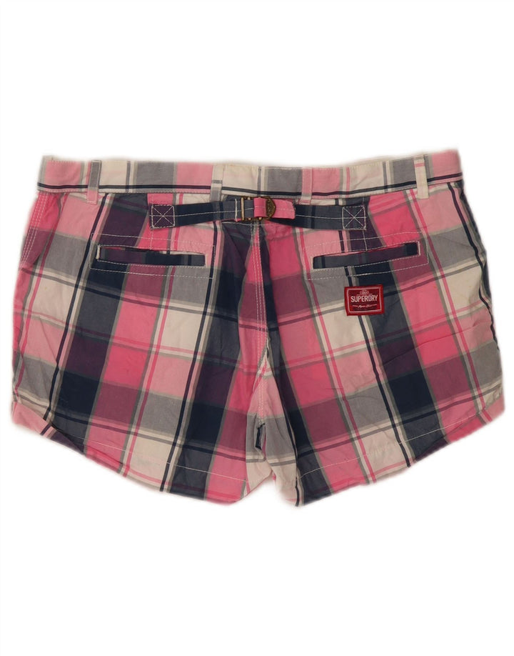 Superdry Hot Pants Medium W30 Rosa De Algodón A Cuadros