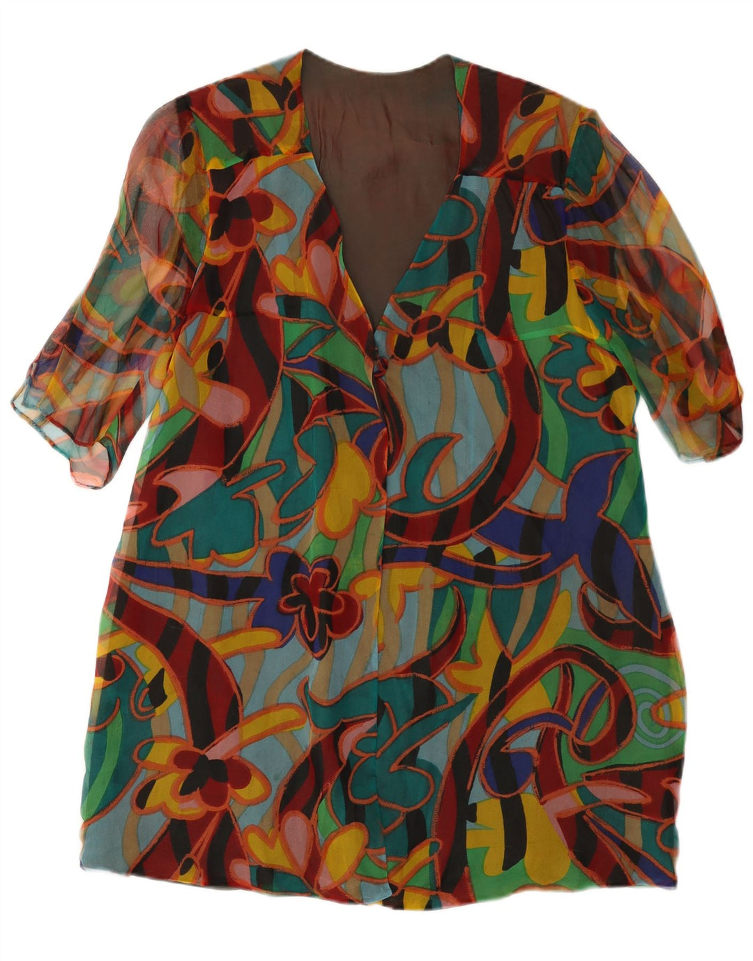 VINTAGE Mujer Patrón Abstracto Shift Vestido Reino Unido 14 Medio Multicolor