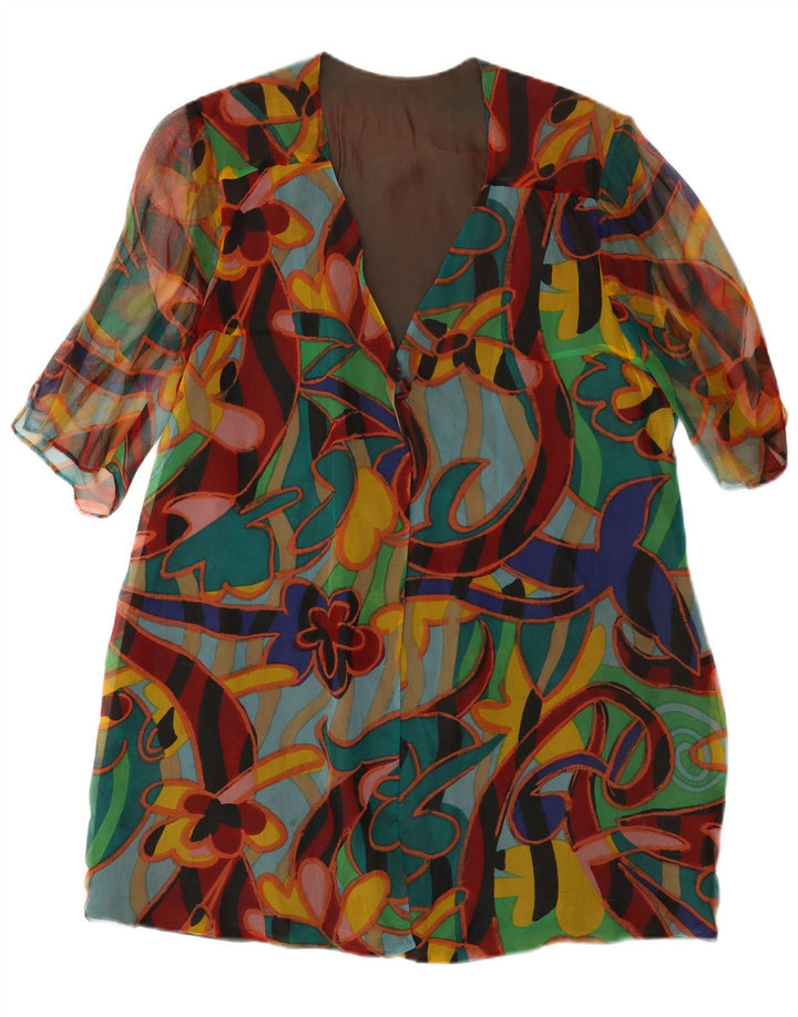 VINTAGE Mujer Patrón Abstracto Shift Vestido Reino Unido 14 Medio Multicolor