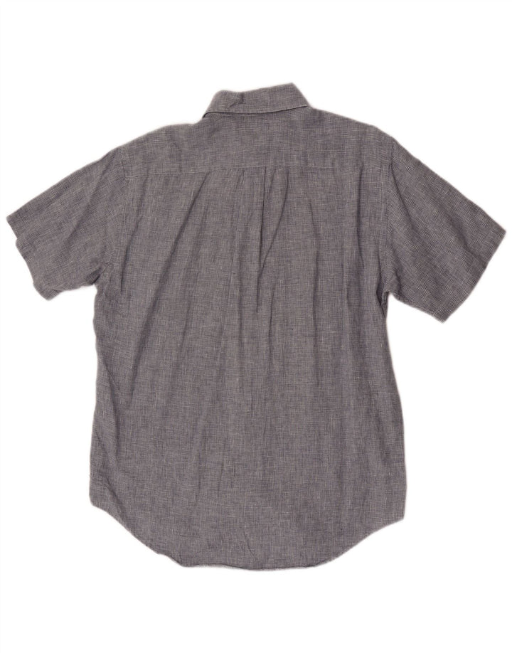 Camisa de manga corta para hombre Brooks Brothers pata de gallo azul medio