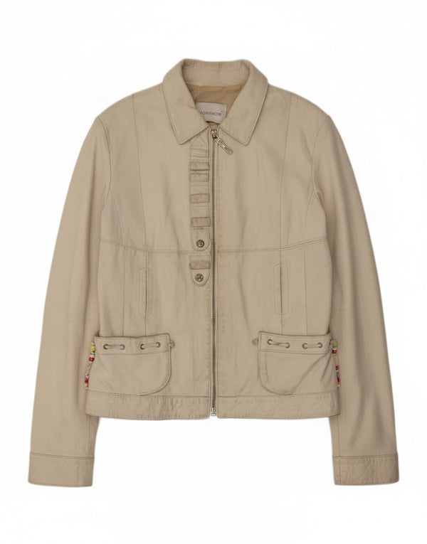 Kor@Kor Chaqueta de cuero para mujer IT 48 XL Cuero blanco roto