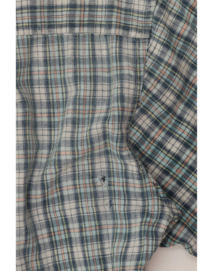 Camisa Timberland Hombre Manga Corta Lino A Cuadros Azul Medio
