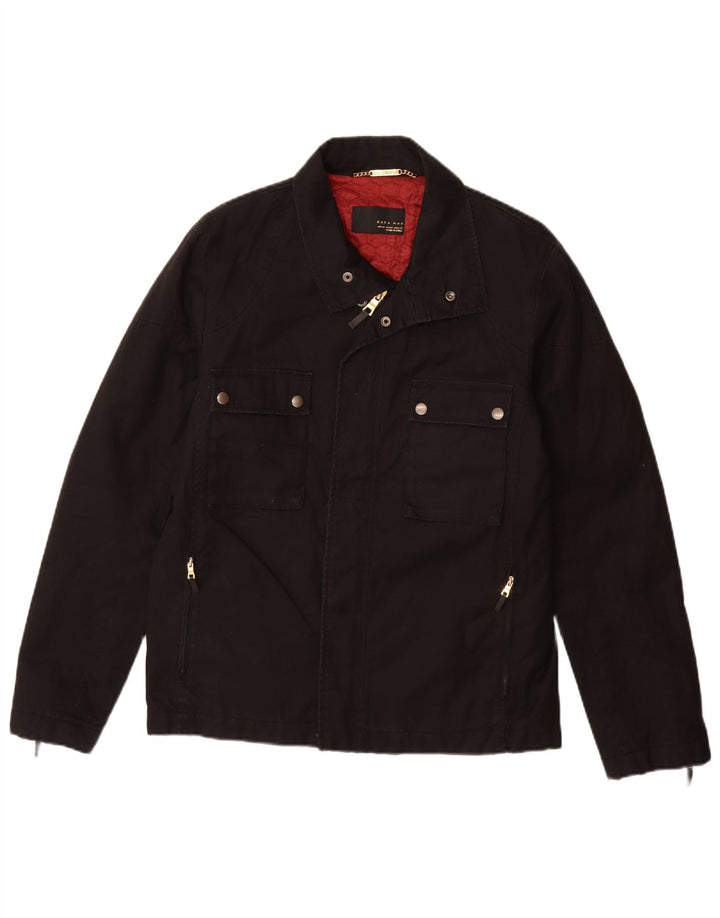 ZARA Chaqueta utilitaria para hombre UK 38 Mediana Algodón negro