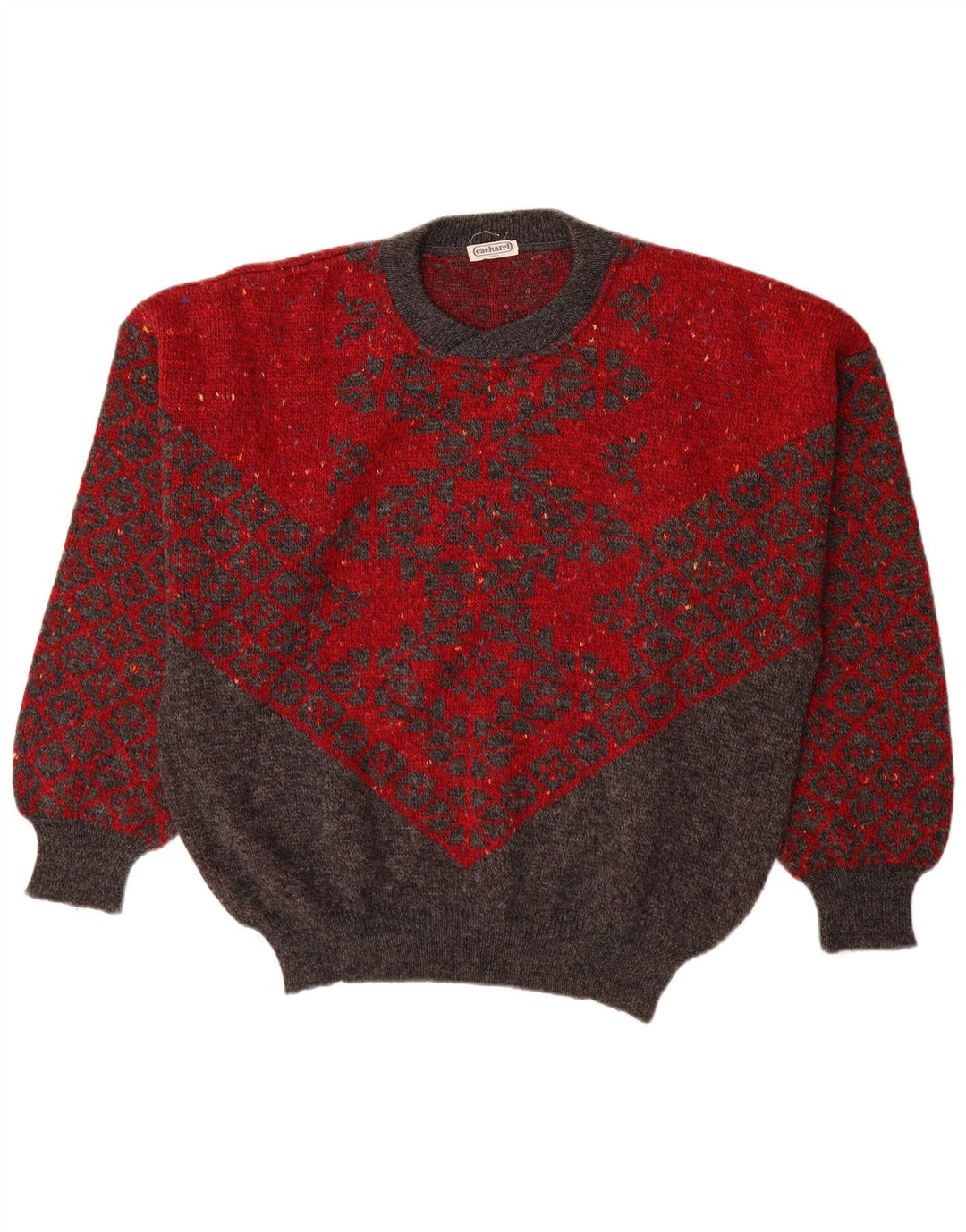 Cacharel Jersey de cuello redondo Paris para hombre IT 54 XL Lana geométrica roja