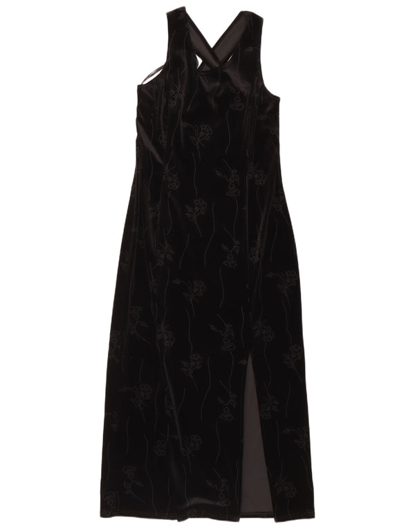 NEW LOOK Vestido largo de terciopelo sin mangas para mujer UK 44 Mediano Negro Floral