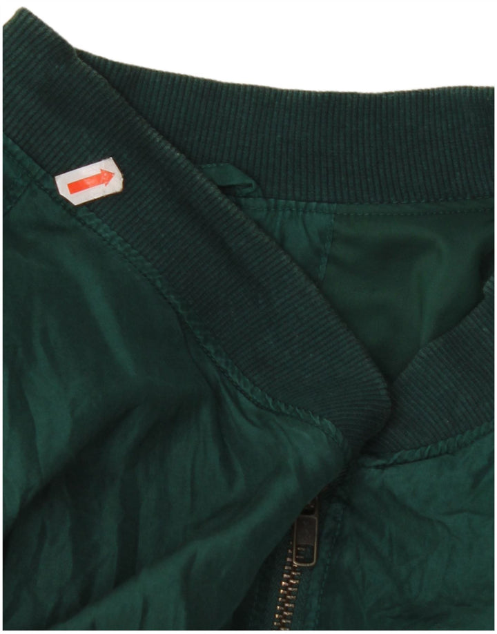 VINTAGE Chaqueta Bomber para Hombre Reino Unido 42 XL Seda Verde