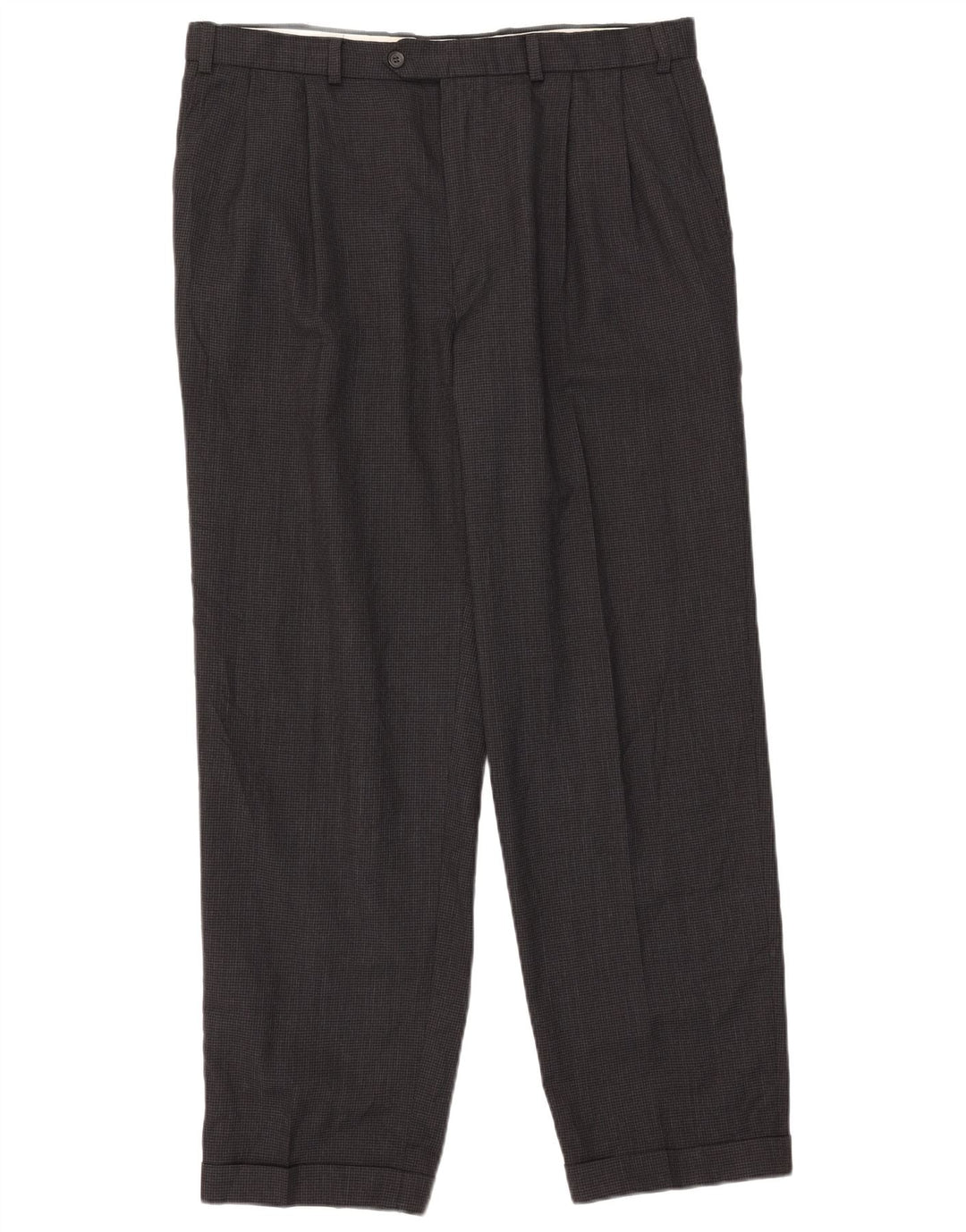 Marks & Spencer Pantalón de traje con pinzas para hombre W38 L31 Gris pata de gallo