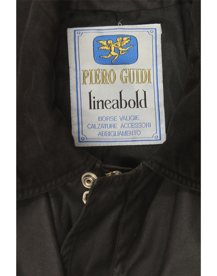 Piero Guidi Chaqueta de algodón encerado para hombre UK 40 Large Black