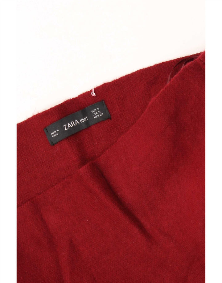 Zara Mujer Falda Acampanada De Punto Pequeña W26 Borgoña
