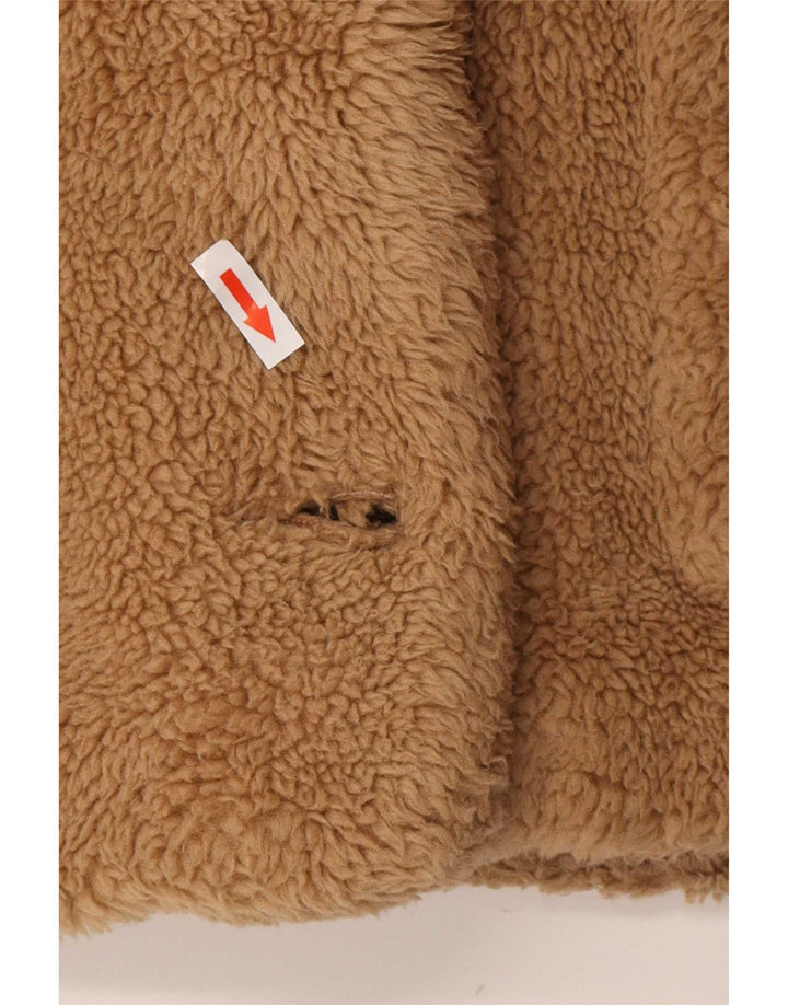 Zara Mujer Chaqueta Sherpa Extragrande UK 6 XS Marrón Poliéster