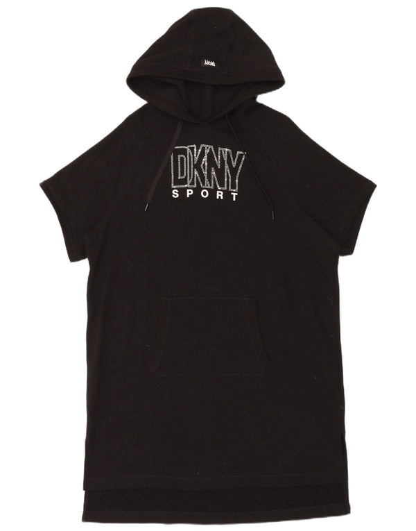 Dkny Vestidos con capucha de gran tamaño con gráfico para mujer UK 6 XS Algodón negro