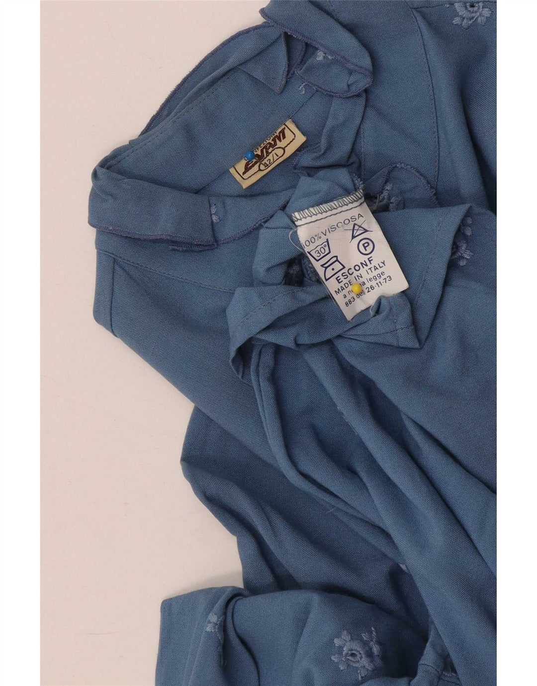 Blusa vintage para mujer IT 42 Viscosa floral azul medio