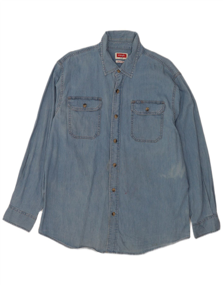 Wrangler Camisa Vaquera Regular Fit Para Hombre Algodón Azul Grande