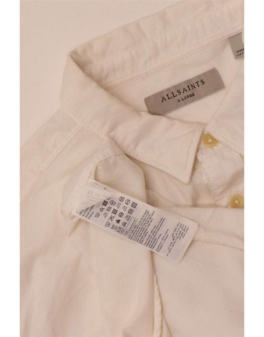 ALL SAINTS Camisa Hombre XL Algodón Blanco