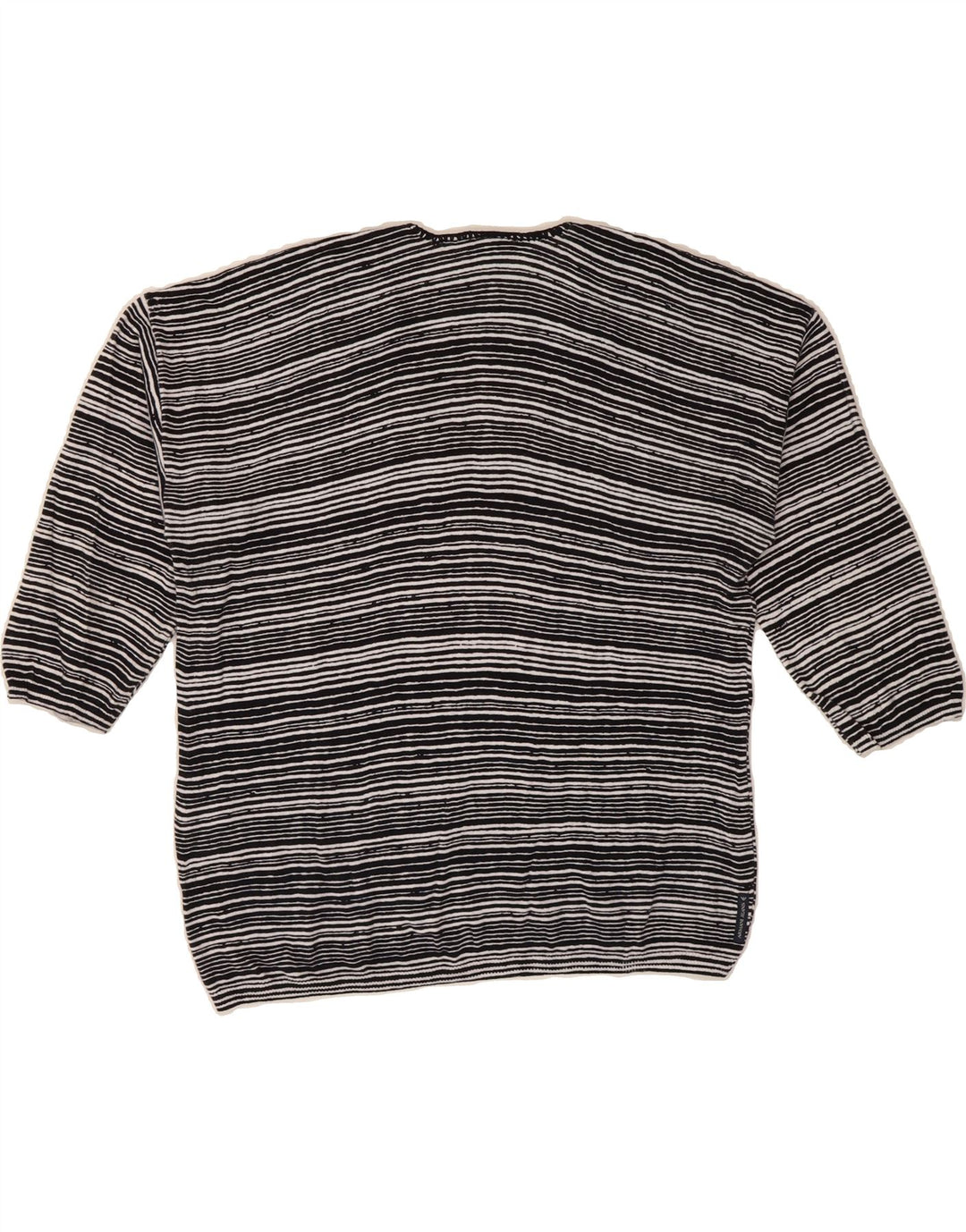 ARMANI JEANS Womens V-Neck Jumper Sweater IT 42 Medium Navy Blue Striped Vintage Armani Jeans and Second-Hand Armani Jeans from Messina Hembry 