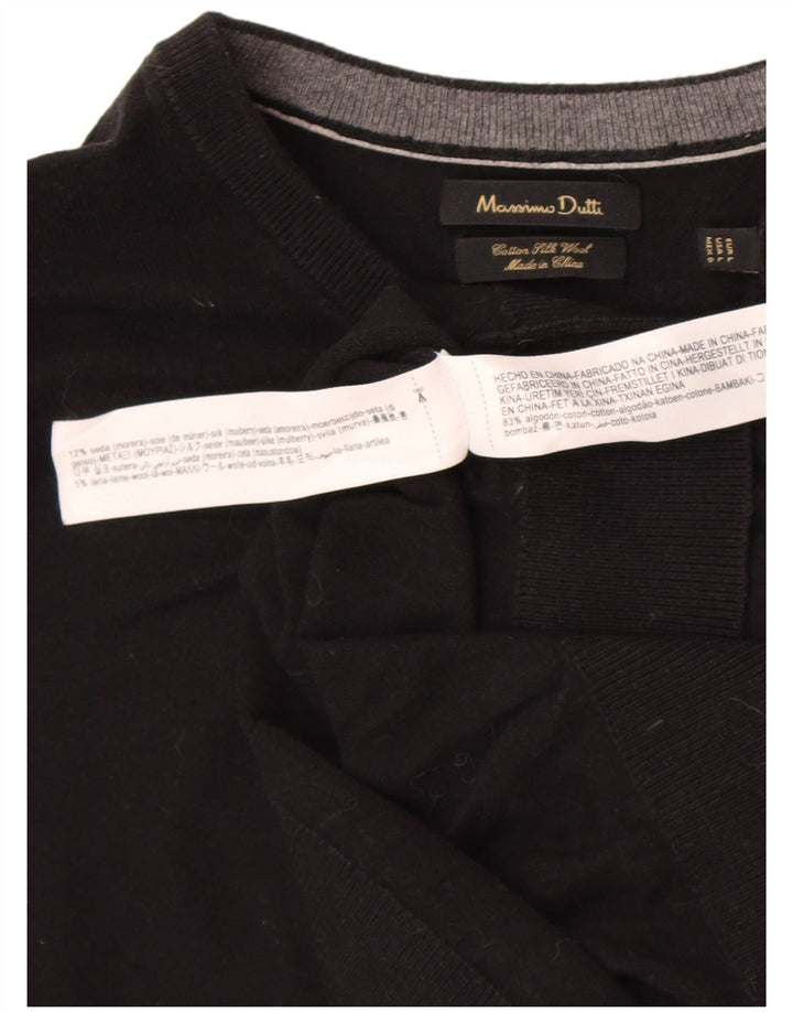 Massimo Dutti Jersey De Cuello Redondo Hombre Large Negro Algodón