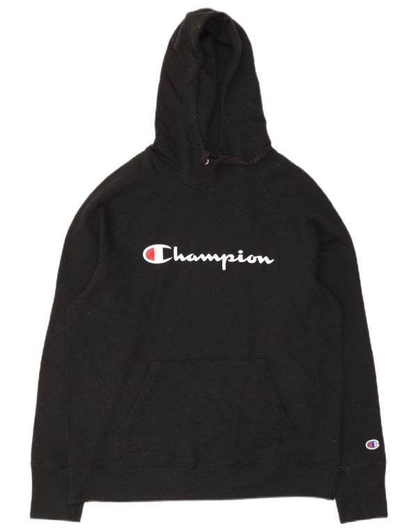 Champion Sudadera Con Capucha Gráfica Para Hombre Jersey Mediano Negro Poliéster