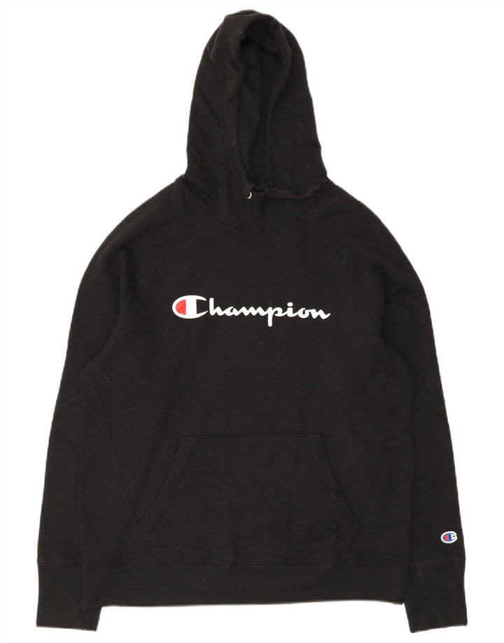 Champion Sudadera Con Capucha Gráfica Para Hombre Jersey Mediano Negro Poliéster