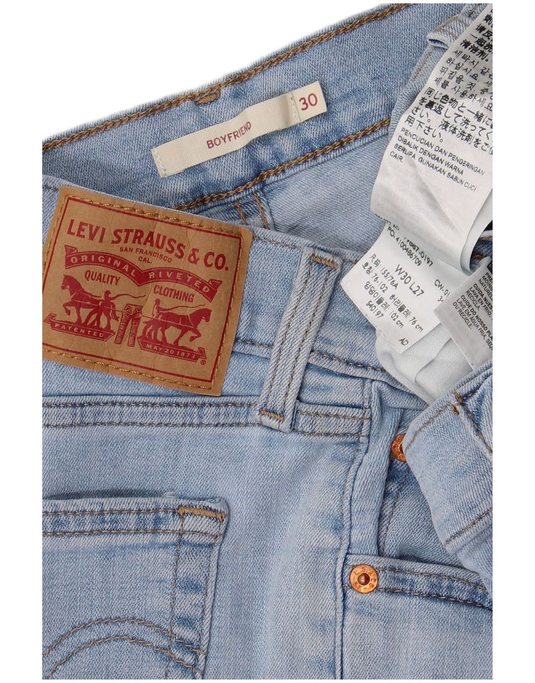 LEVI'S Vaqueros Boyfriend Slim para Mujer W30 L27 Algodón Azul