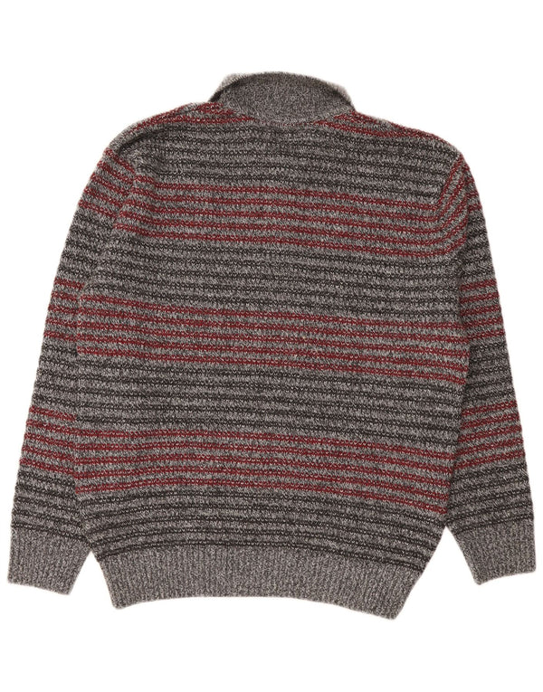 Barisal Hombre Polo Cuello Jersey Jersey Gris Medio Rayas Poliacrílico