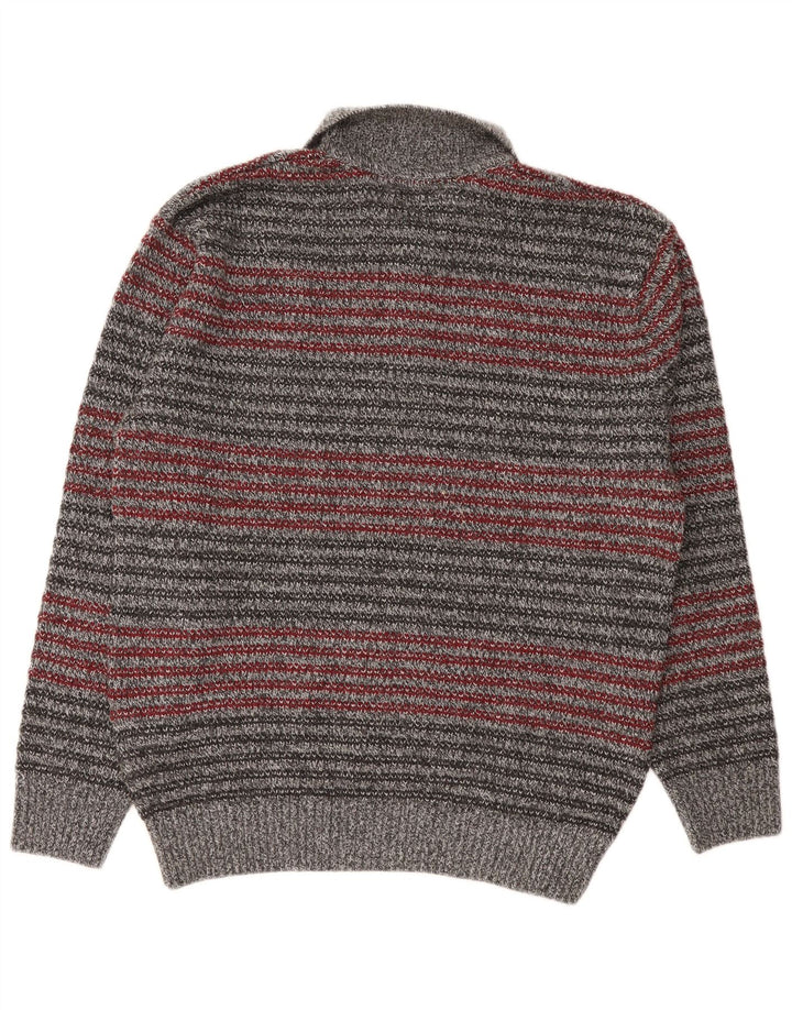 Barisal Hombre Polo Cuello Jersey Jersey Gris Medio Rayas Poliacrílico
