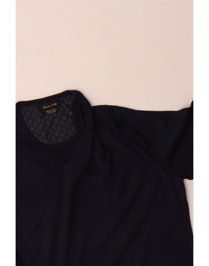 MASSIMO DUTTI Jersey Con Cuello En V Hombre Azul Marino Medio
