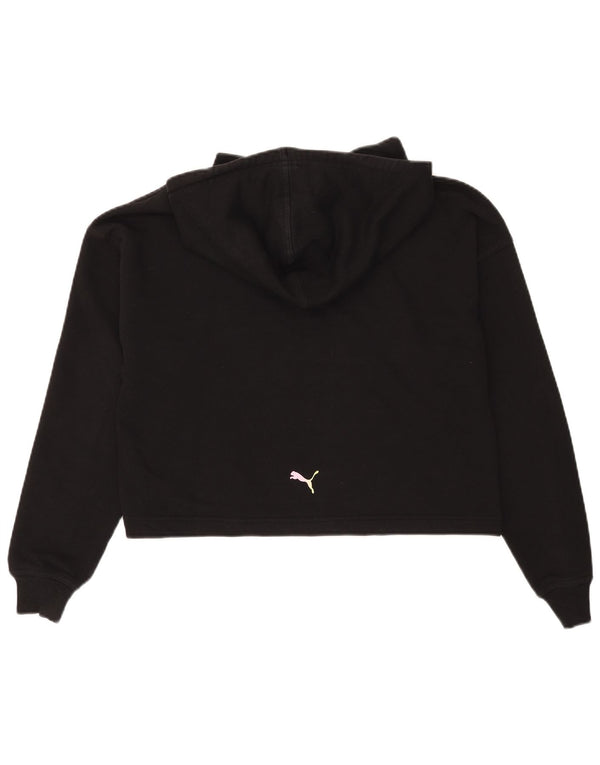 Puma Mujer Oversize Crop Graphic Sudadera con Capucha Jumper UK 6 XS Algodón Negro