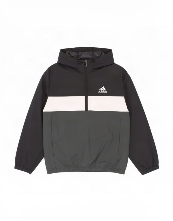 Adidas - Chubasquero con capucha para niños, 7-8 años, color negro