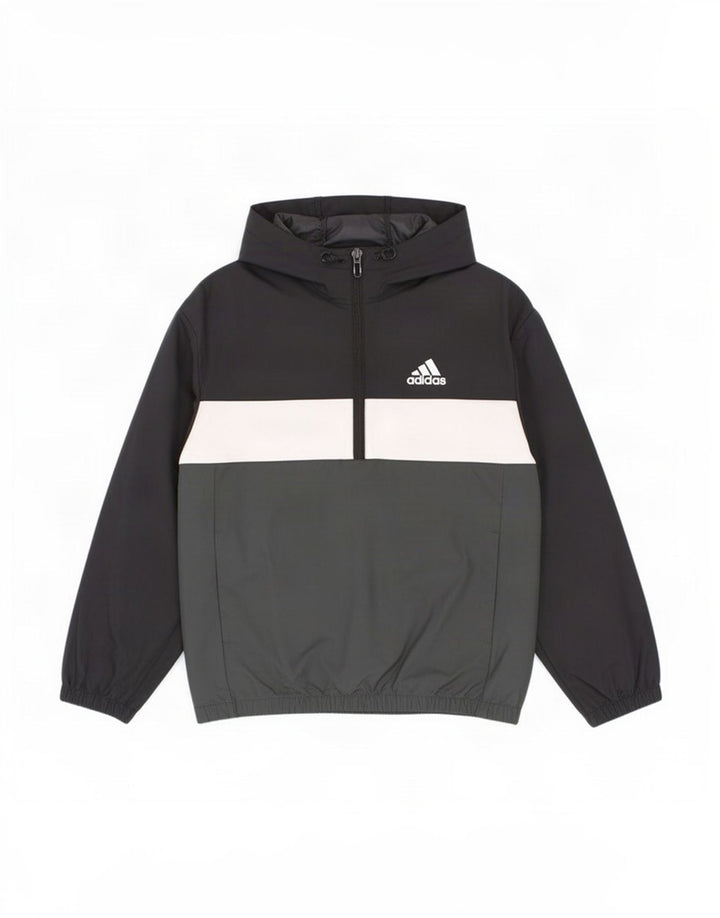 Adidas - Chubasquero con capucha para niños, 7-8 años, color negro