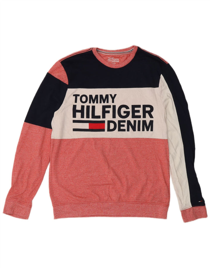 TOMMY HILFIGER Sudadera tipo jersey para mujer Reino Unido 44 Mediano Rojo Colorblock