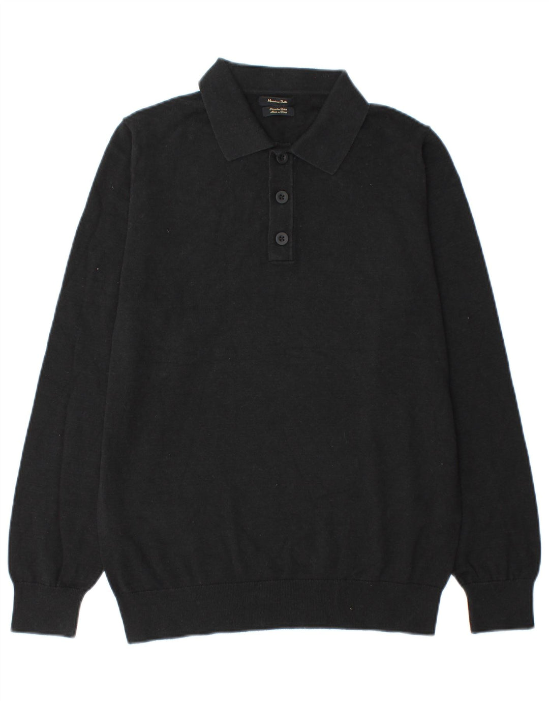 Jersey Massimo Dutti Hombre con Cuello Polo Jersey Mediano Negro Algodón