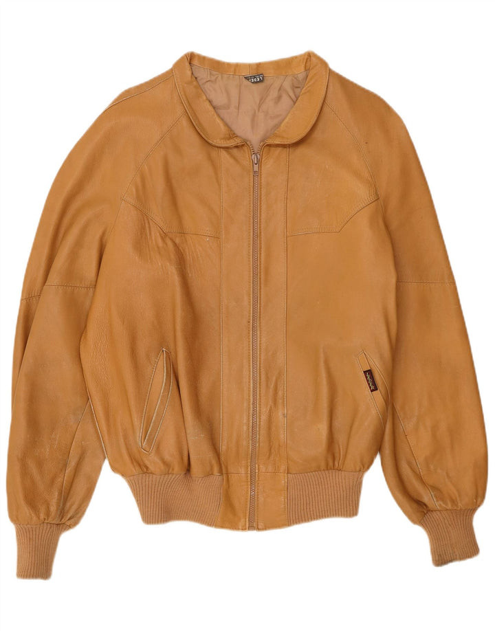 Vintage chaqueta de cuero para hombre Reino Unido 38 cuero marrón medio