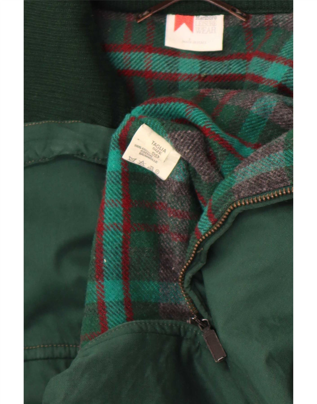 Marlboro Mens Bomber Jacket IT 50 Large Verde Colorblock Algodón
