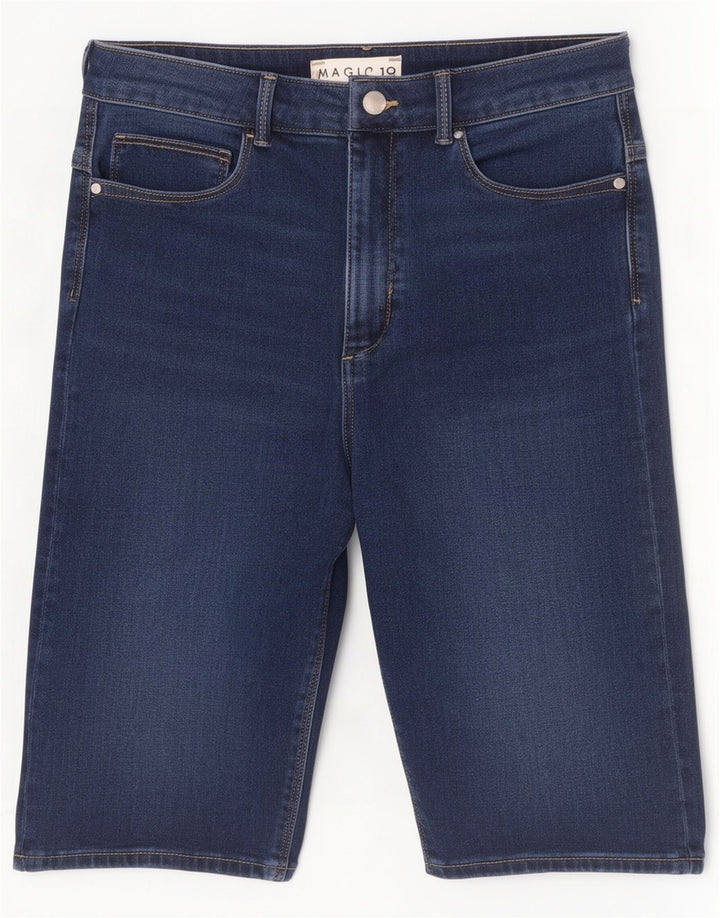 Marks & Spencer Pantalones cortos vaqueros mágicos para mujer UK 12 Medium W28 Azul marino