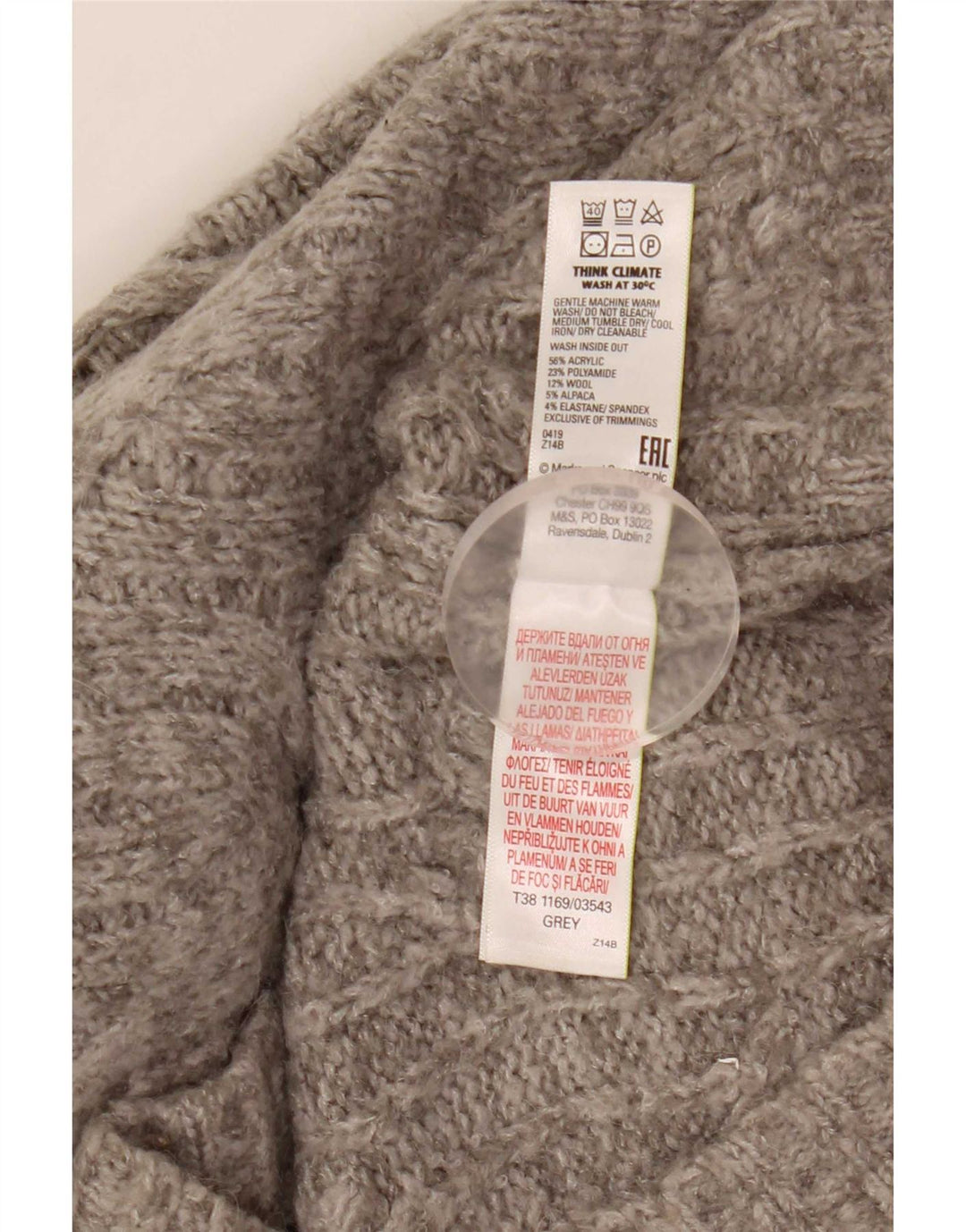 Marks & Spencer Jersey extragrande con cuello vuelto para mujer, talla 44, color gris medio