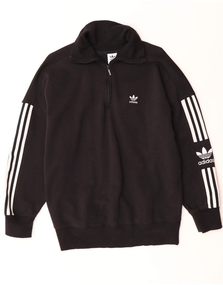 ADIDAS Sudadera extragrande con cuello y cremallera para mujer, talla 40, color negro