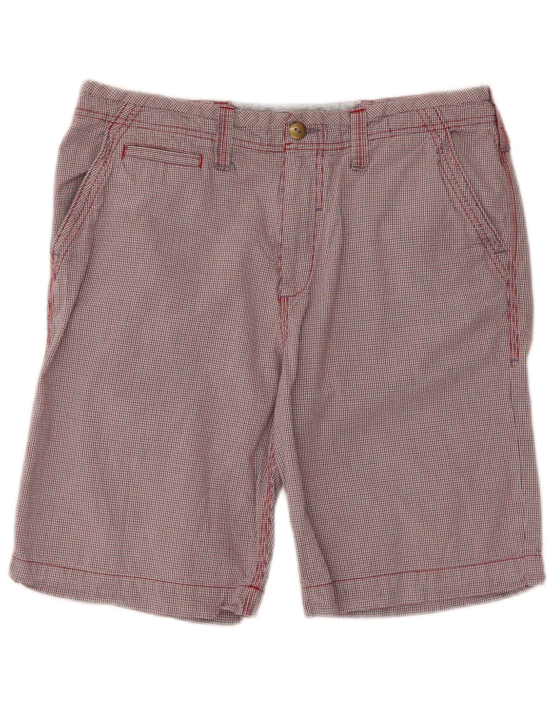 WHITE STUFF Pantalones cortos chinos para hombre W34 Algodón a cuadros rojo grande