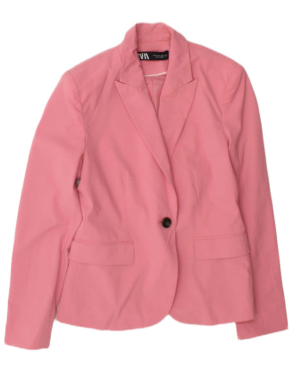Zara Mujer Chaqueta Blazer De 1 Botón EU 38 Small Rosa Poliéster