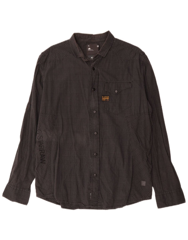 G-Star Camisa gráfica para hombre XL Algodón a cuadros gris