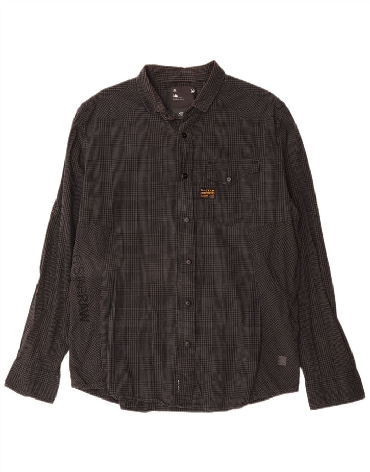 G-Star Camisa gráfica para hombre XL Algodón a cuadros gris